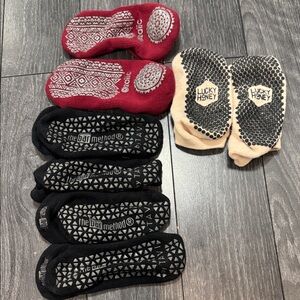 4 Pair Non-Slip Yoga Socks Set - Red, Black, Cream